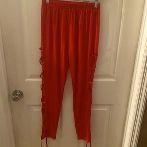 37 inches long red stretch pant